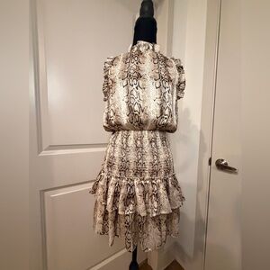 Elegant Snake Print Ruffle Dress- Small